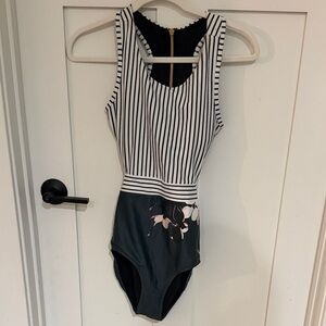 AlbionFit Striped Floral One-Piece Swimsuit